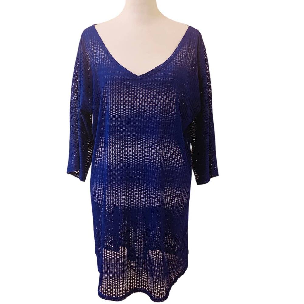 O'Neill Women's Swimsuit Coverup 3/4 Sleeve V-Neck Royal Cobalt Blue Size M/L